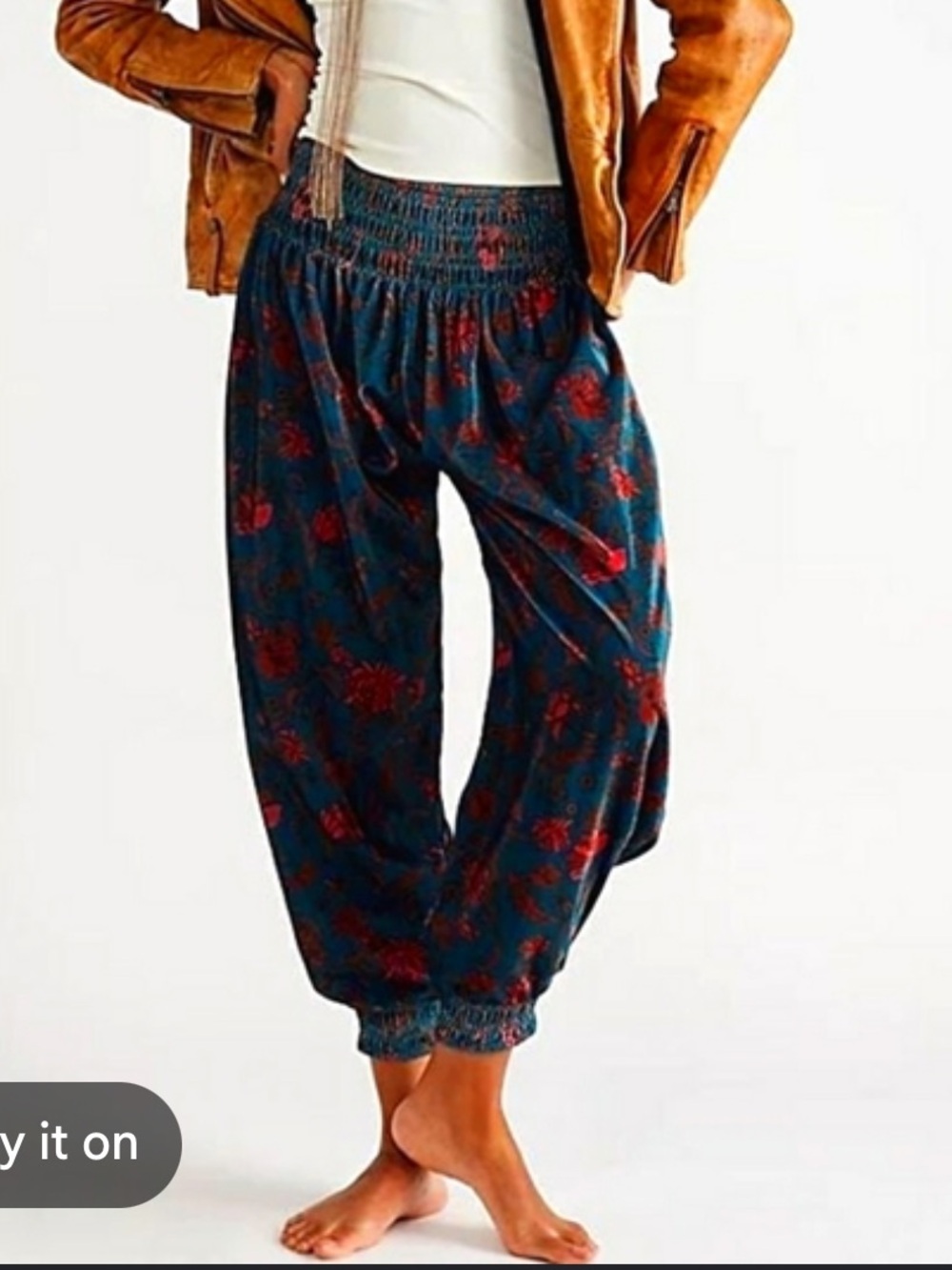 Free People One Marla Velvet Harem Pants